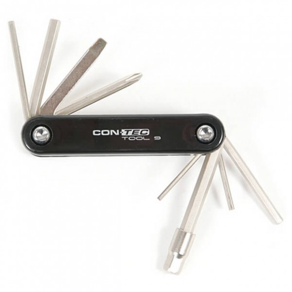 CONTEC - Multi-Tool 9 Funktionen - Werkzeug - Velowerkzeug grau/schwarz von Contec