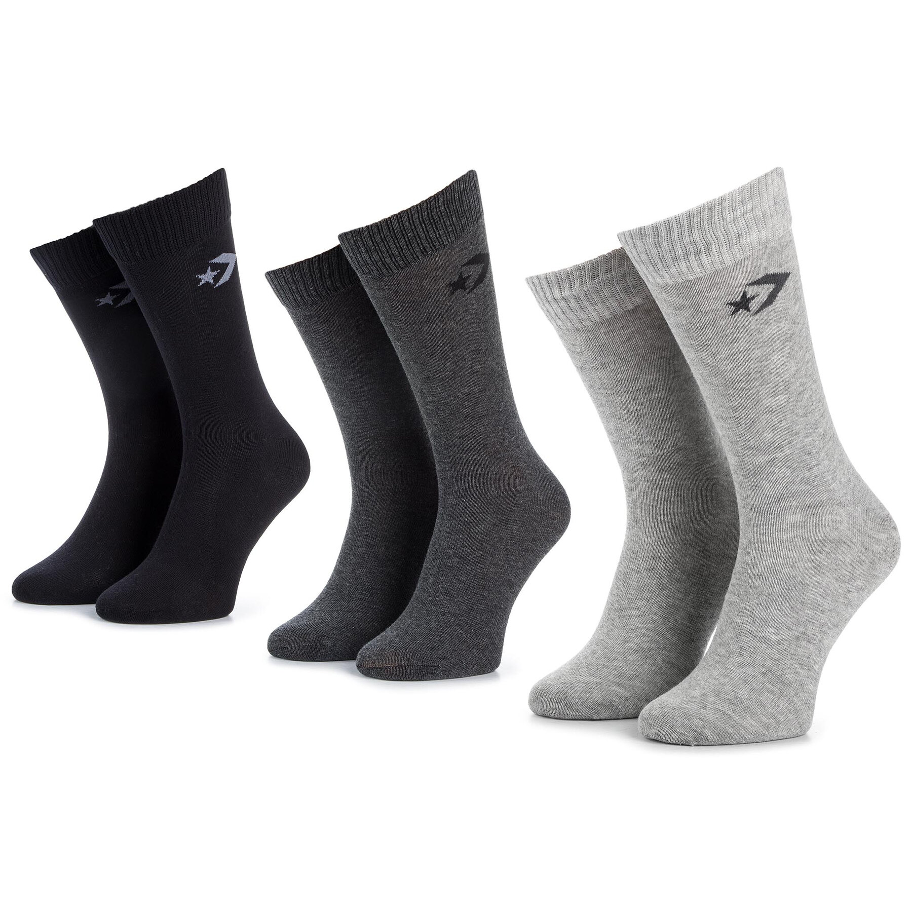 3er-Set hohe Unisex-Socken Converse E745H-3010 Schwarz von Converse