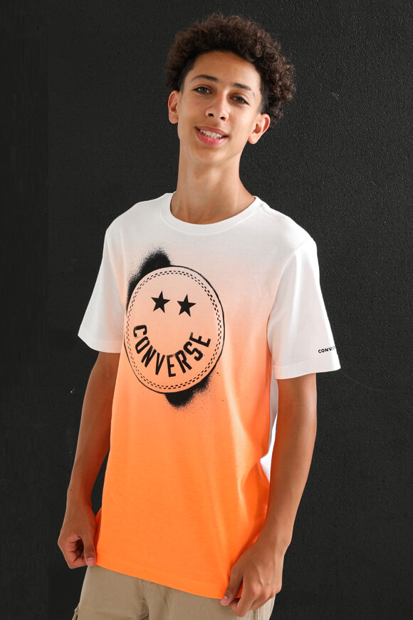 Converse T-Shirt | White + Flash Orange | Jungen  | L von Converse