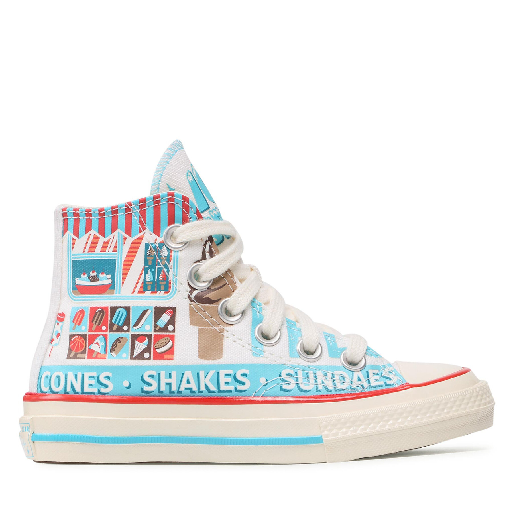 Sneakers aus Stoff Converse Chuck 70 Hi A00395C White/Baltic Blue/Soft Red von Converse