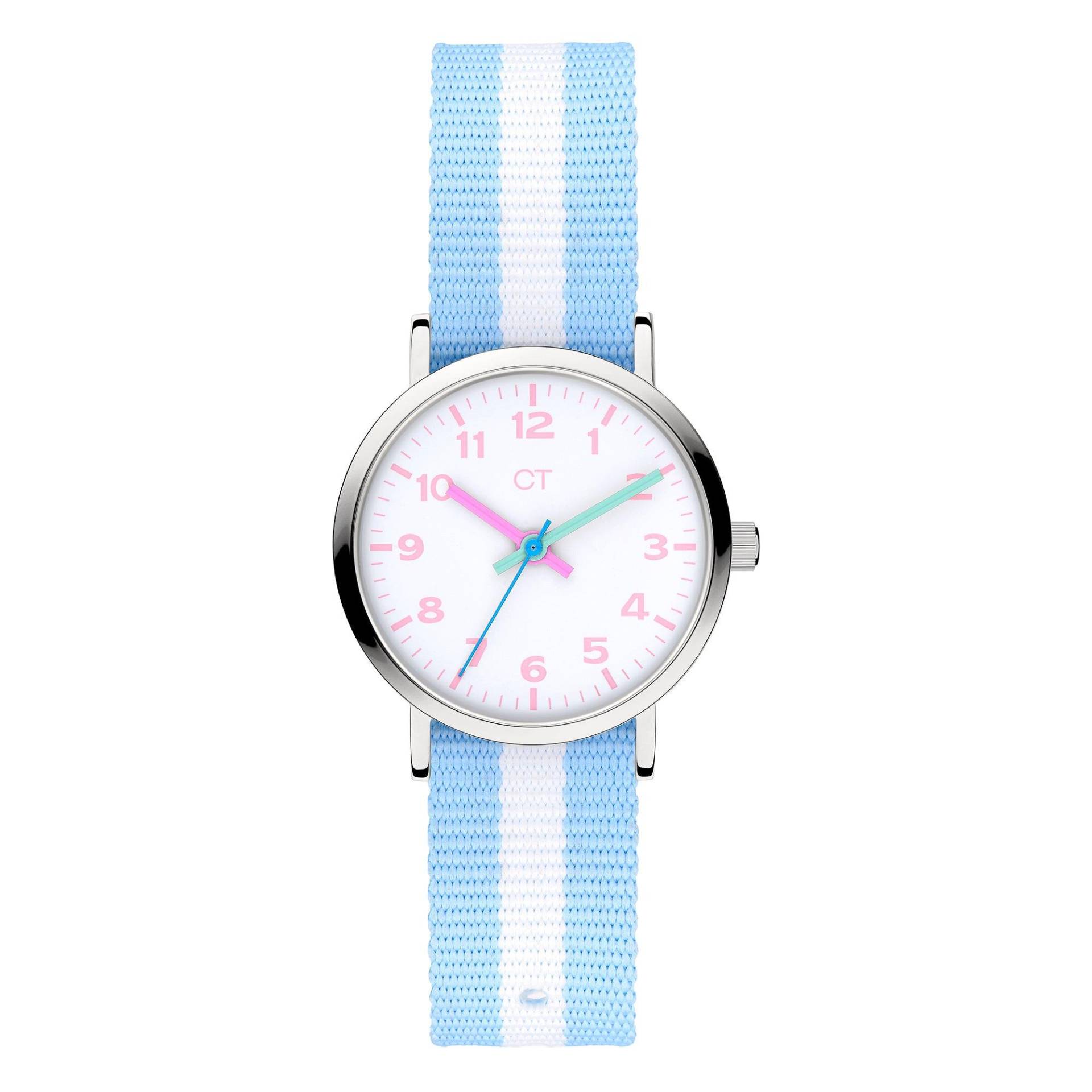 Stripes Girls Kinderarmbanduhr Unisex Blau 28mm von Cool Time Kids