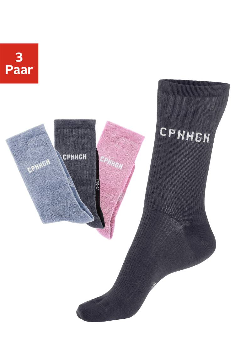 Copenhagen Studios Basicsocken, (Packung, 3 Paar), mit Rippstruktur und Stickerei von Copenhagen Studios