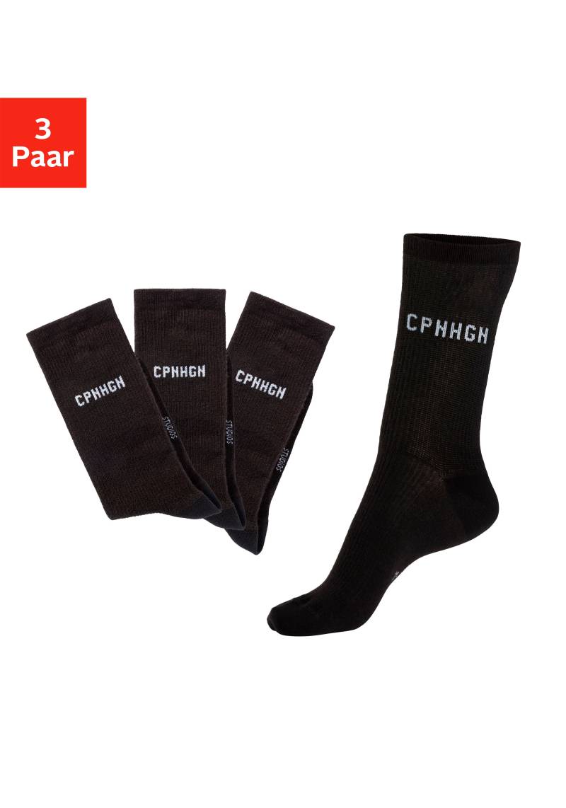 Copenhagen Studios Basicsocken, (Packung, 3 Paar), mit Rippstruktur und Stickerei von Copenhagen Studios