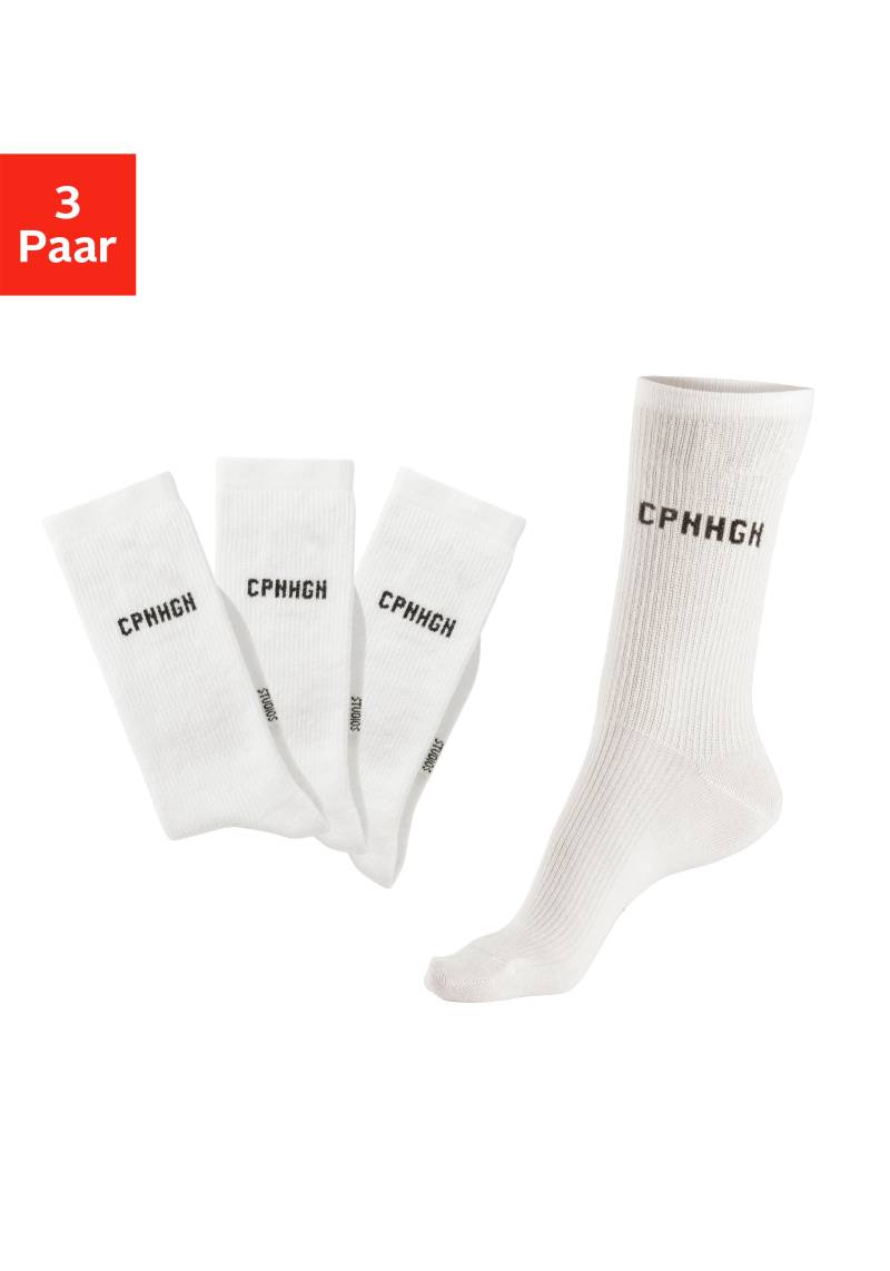 Copenhagen Studios Basicsocken, (Packung, 3 Paar), mit Rippstruktur und Stickerei von Copenhagen Studios