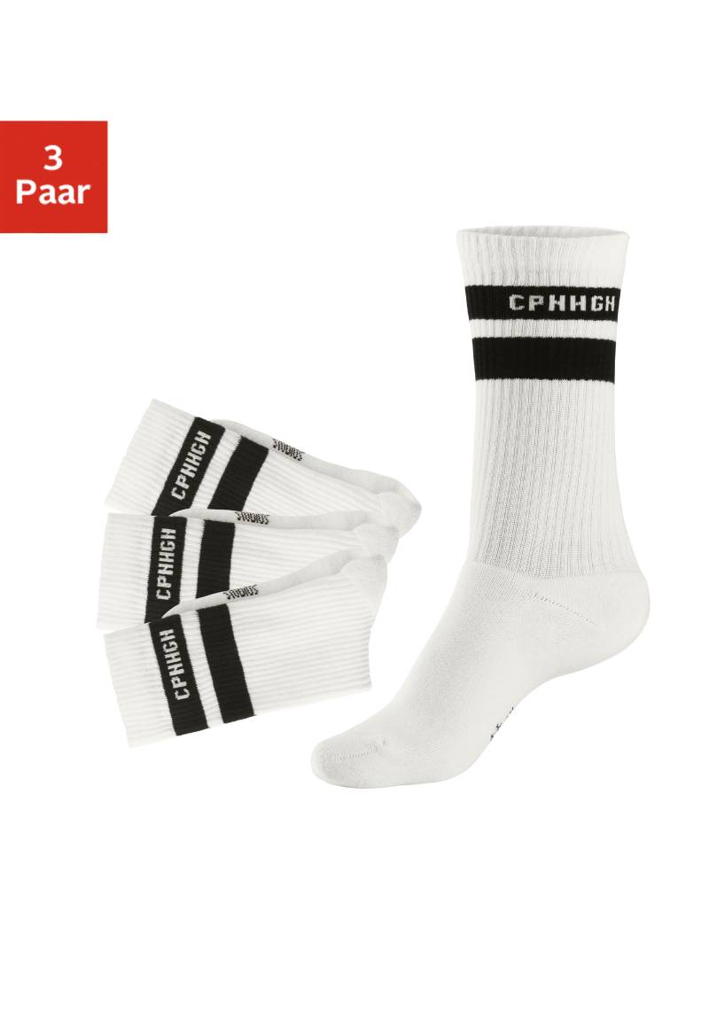 Copenhagen Studios Tennissocken, (Packung, 3 Paar), mit Streifendesign und Vollfrottee von Copenhagen Studios