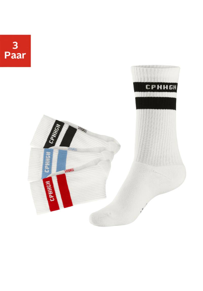 Copenhagen Studios Tennissocken, (Packung, 3 Paar), mit Streifendesign und Vollfrottee von Copenhagen Studios