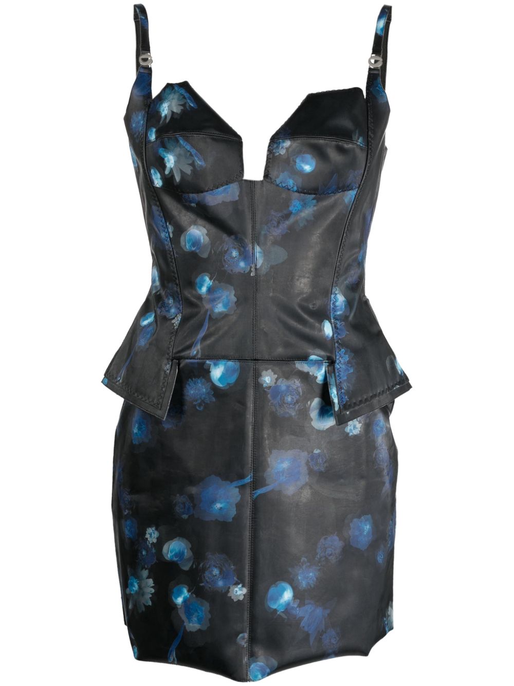 Coperni Holographic floral-print minidress - Black von Coperni