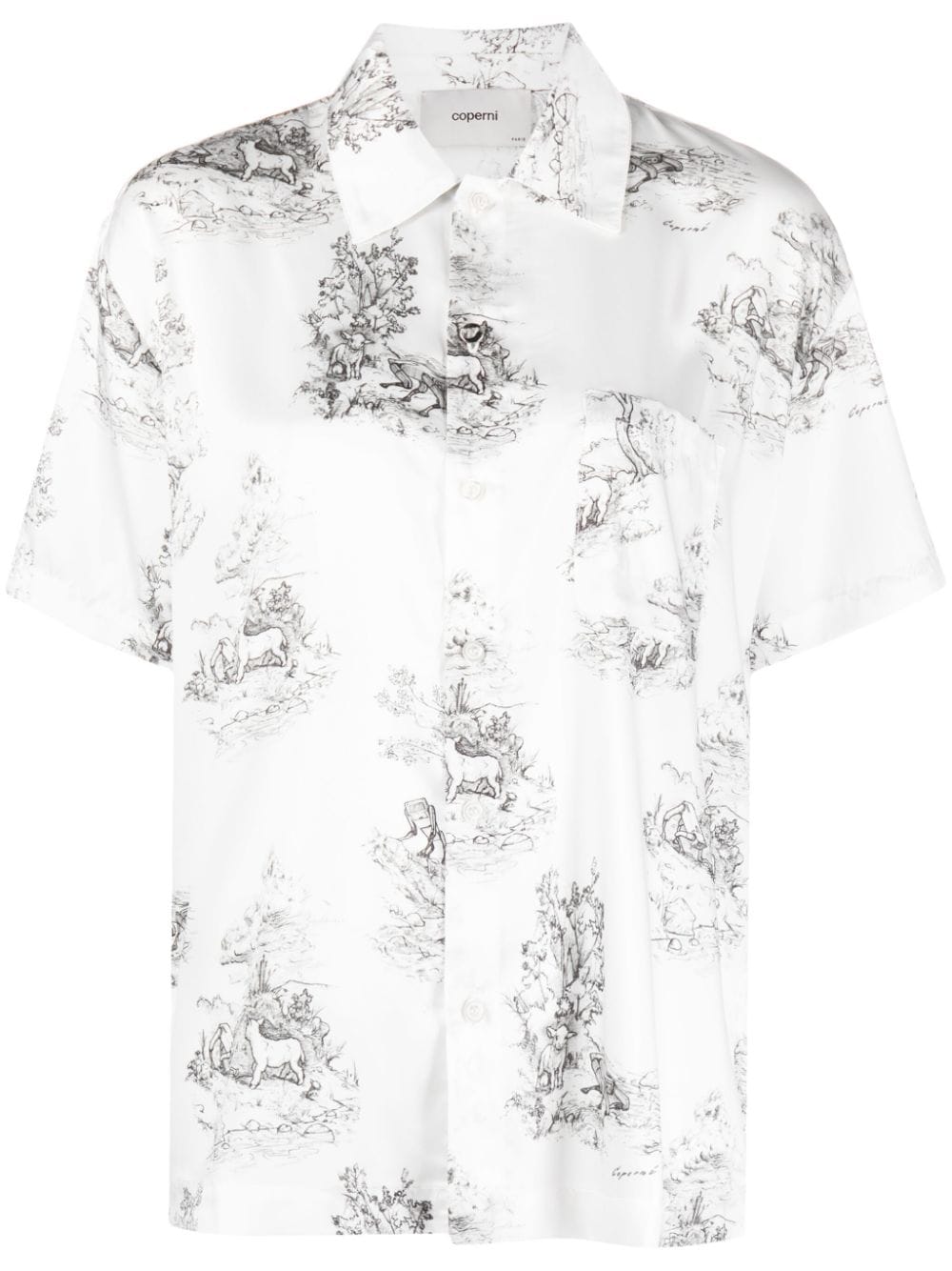 Coperni Toile de Jouy-print satin shirt - White von Coperni