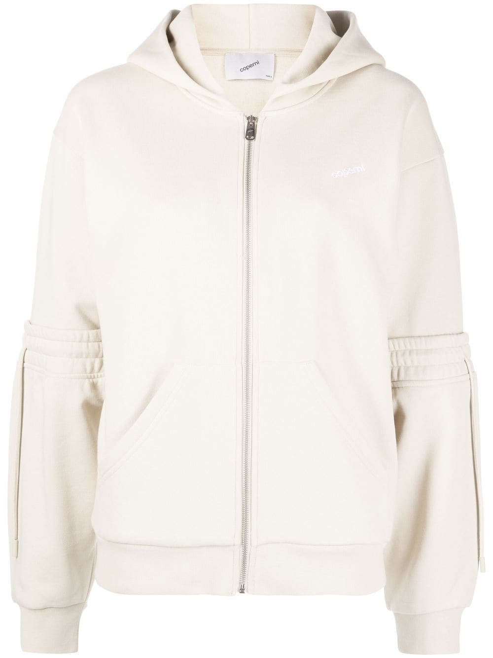 Coperni embroidered-logo zip-up hoodie - Neutrals von Coperni