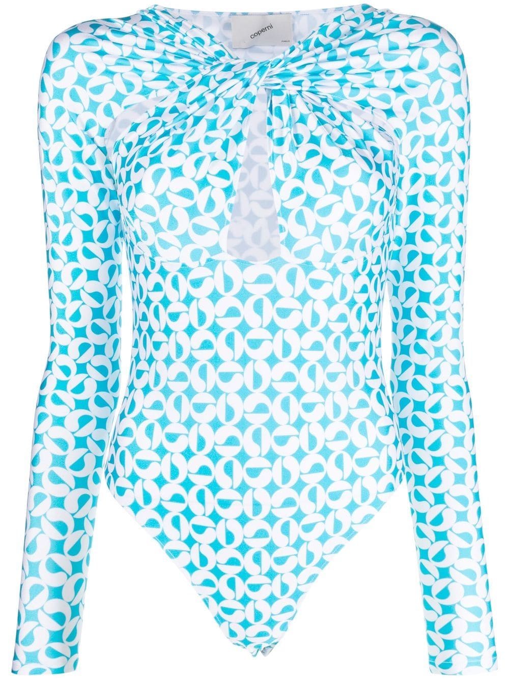 Coperni geometric-print long-sleeve bodysuit - Blue von Coperni