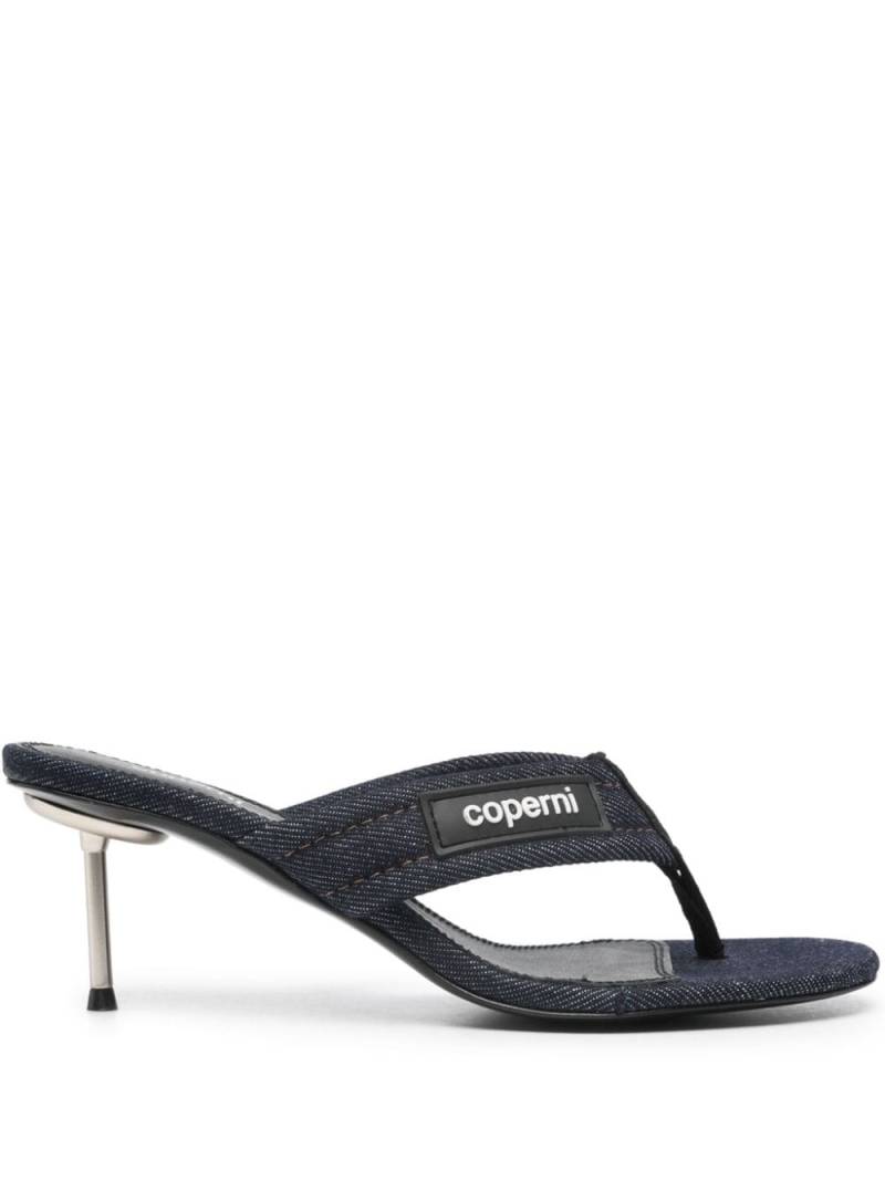 Coperni logo-patch 70mm denim sandals - Blue von Coperni