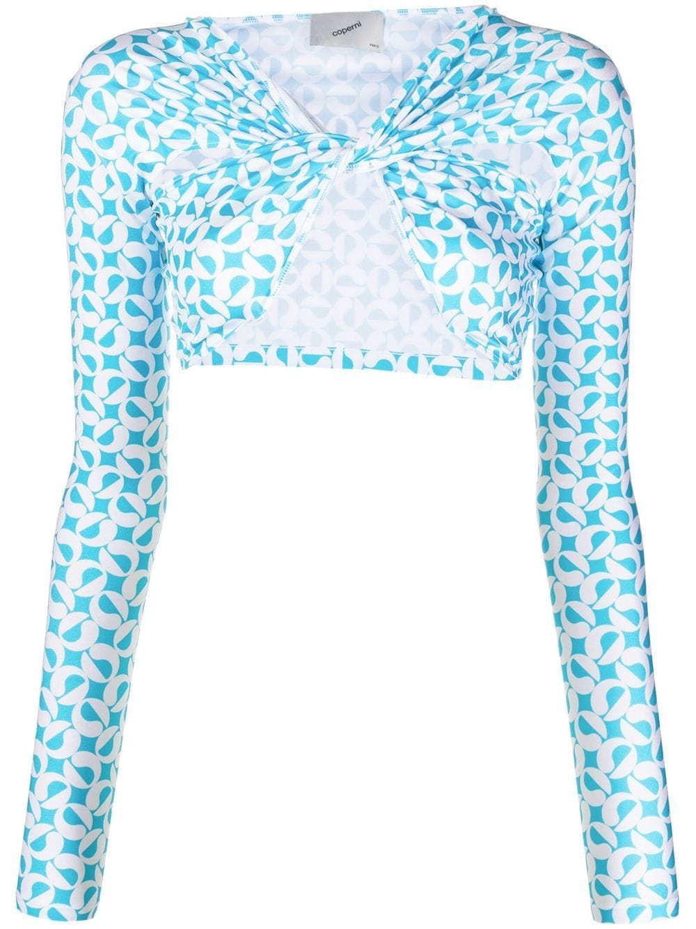 Coperni patterned ruched cropped top - Blue von Coperni