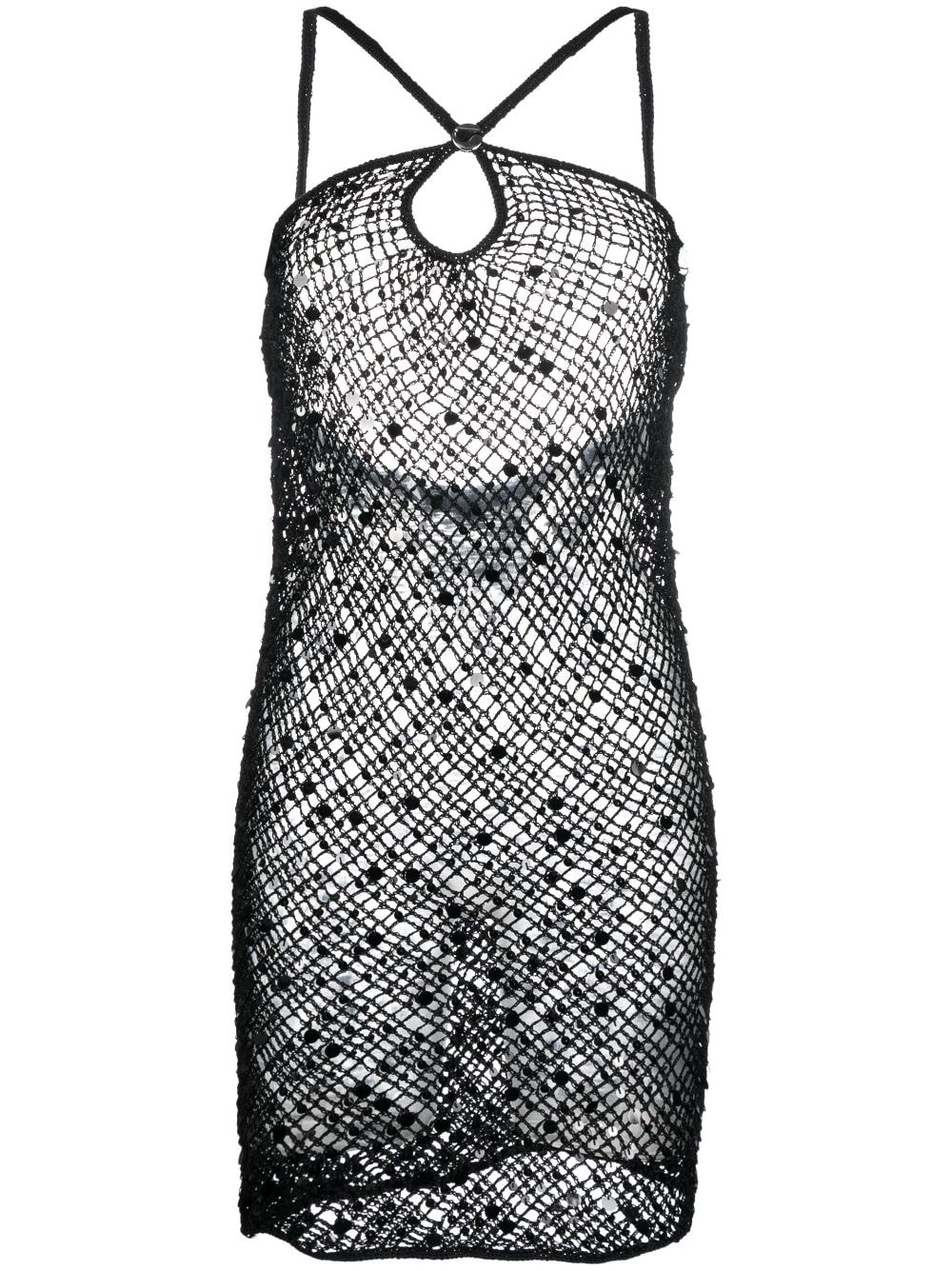 Coperni sequin-embellished crochet mini dress - Black von Coperni