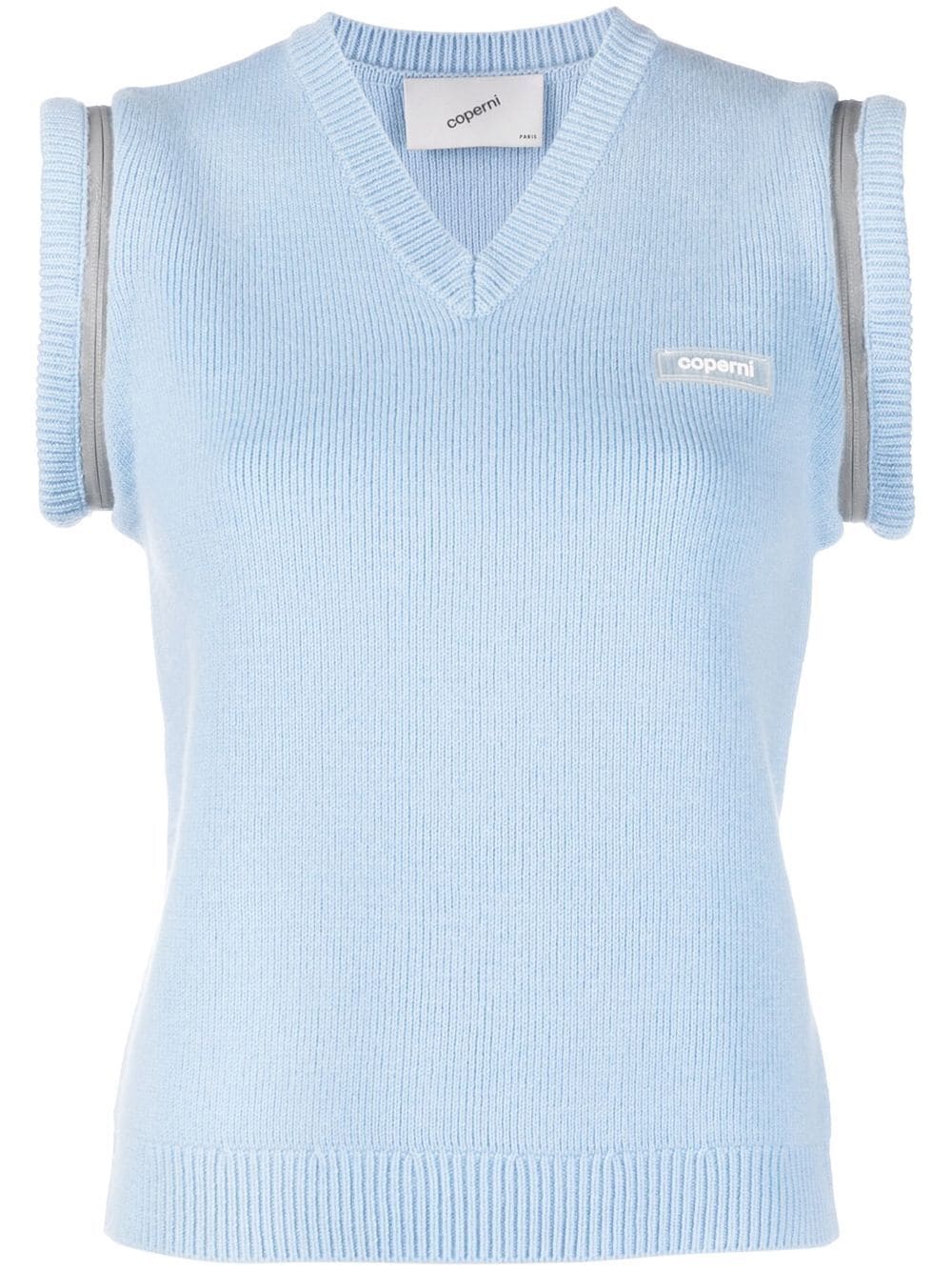 Coperni zip-embellished V-neck vest - Blue von Coperni