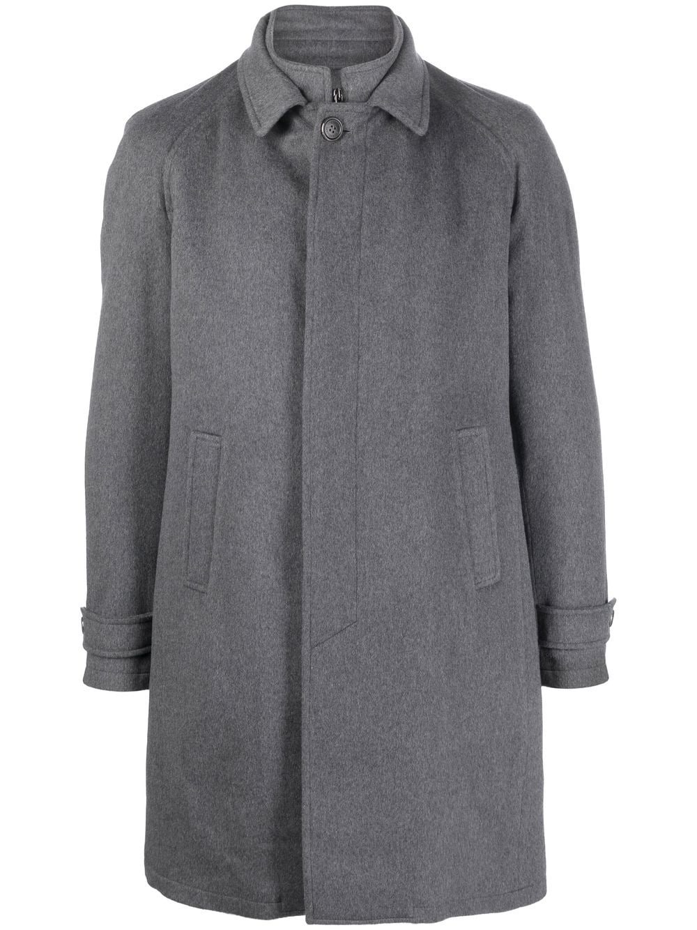 Corneliani concealed-fastening layered coat - Grey von Corneliani