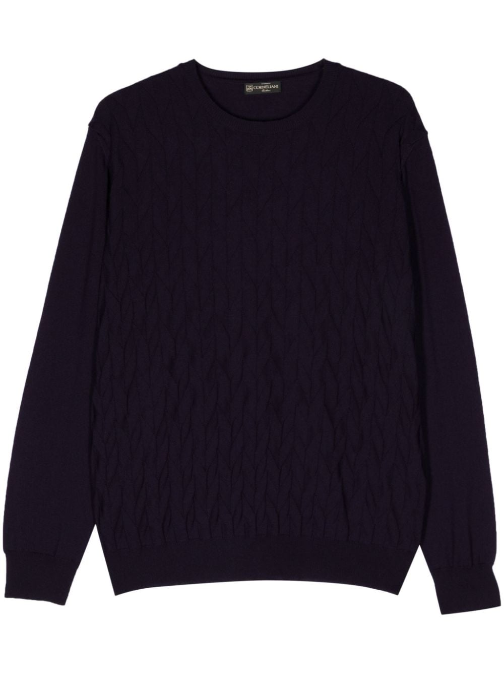Corneliani crew-neck chevron-knit jumper - Purple von Corneliani