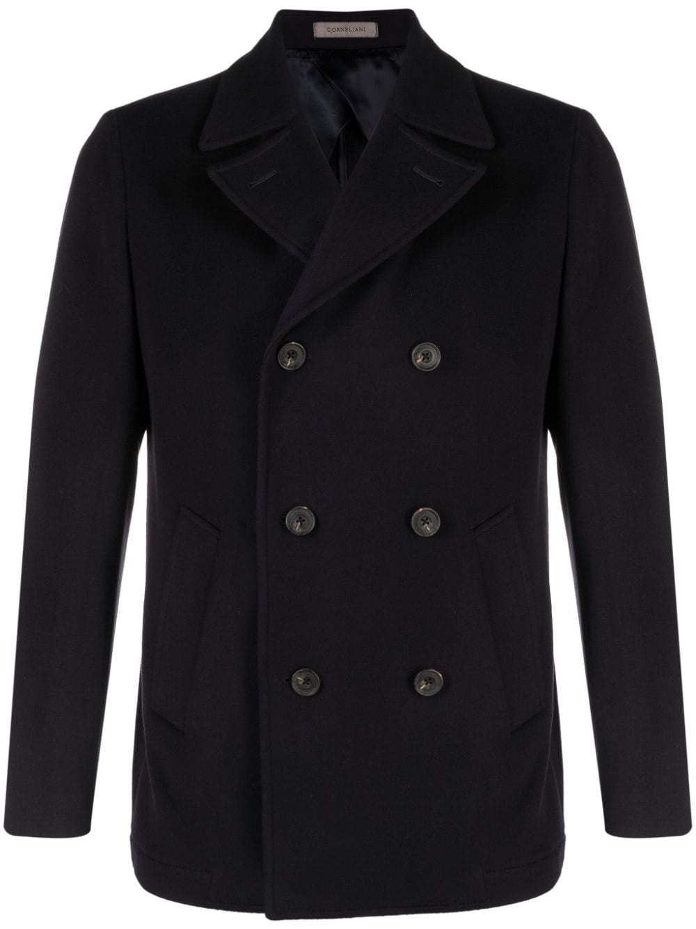 Corneliani double-breasted virgin wool coat - Blue von Corneliani