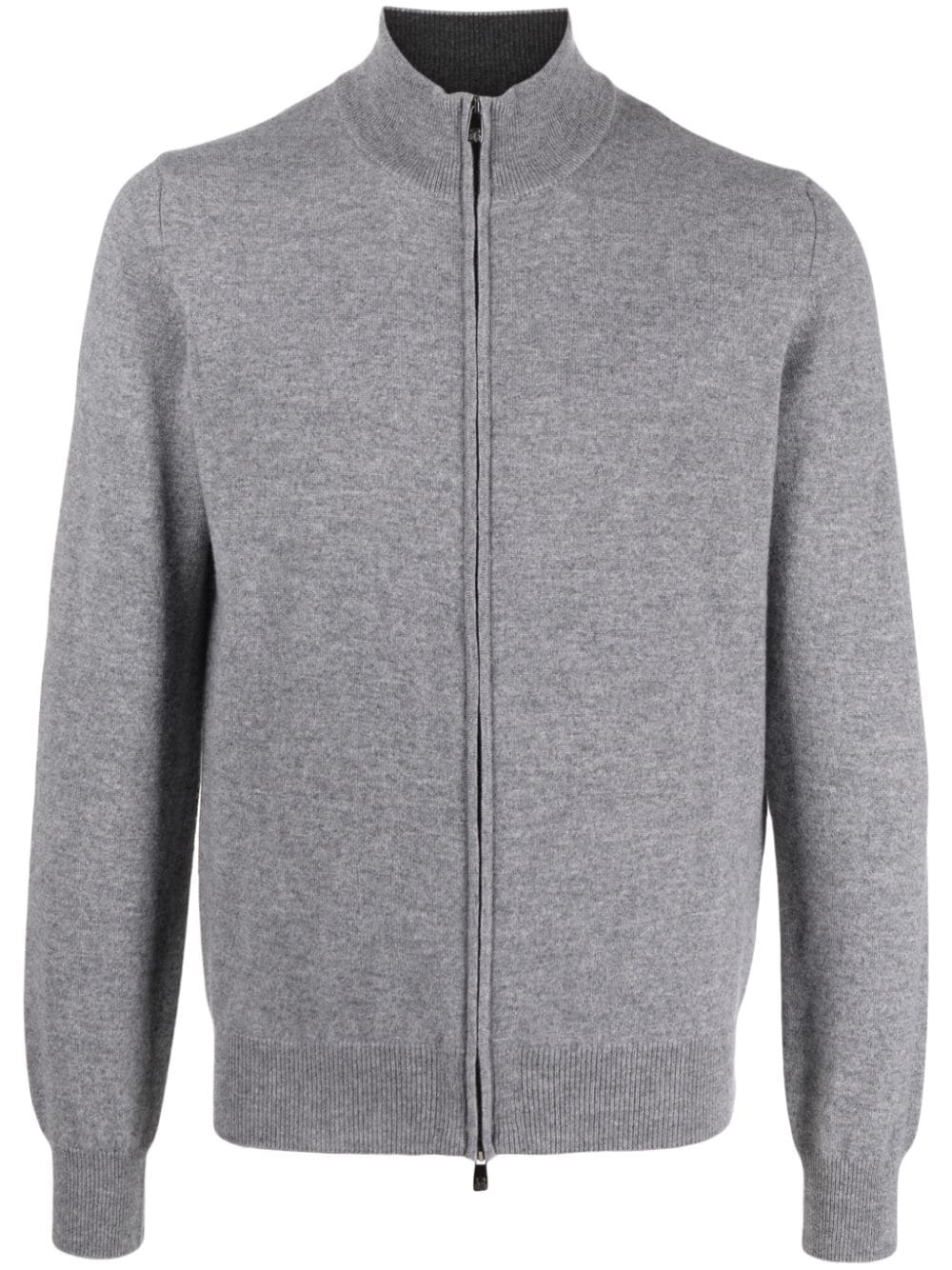 Corneliani funnel-neck virgin wool blend cardigan - Grey von Corneliani