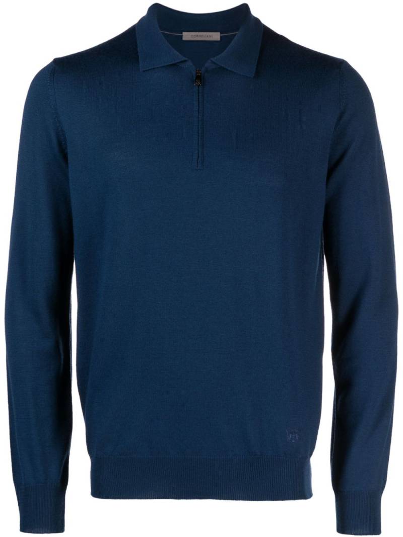 Corneliani half-zip wool polo shirt - Blue von Corneliani