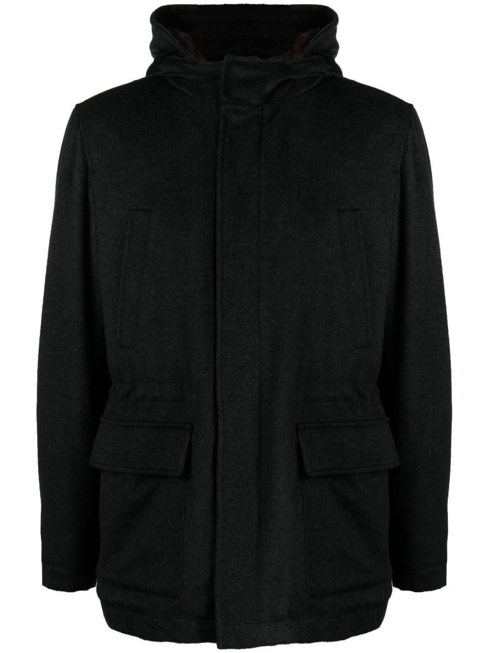 Corneliani hooded virgin wool jacket - Black von Corneliani