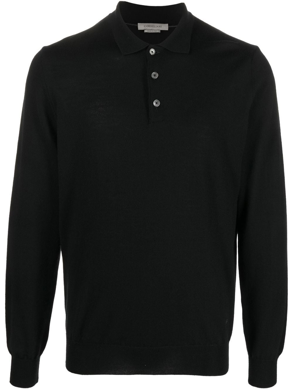 Corneliani knitted long-sleeved polo shirt - Black von Corneliani