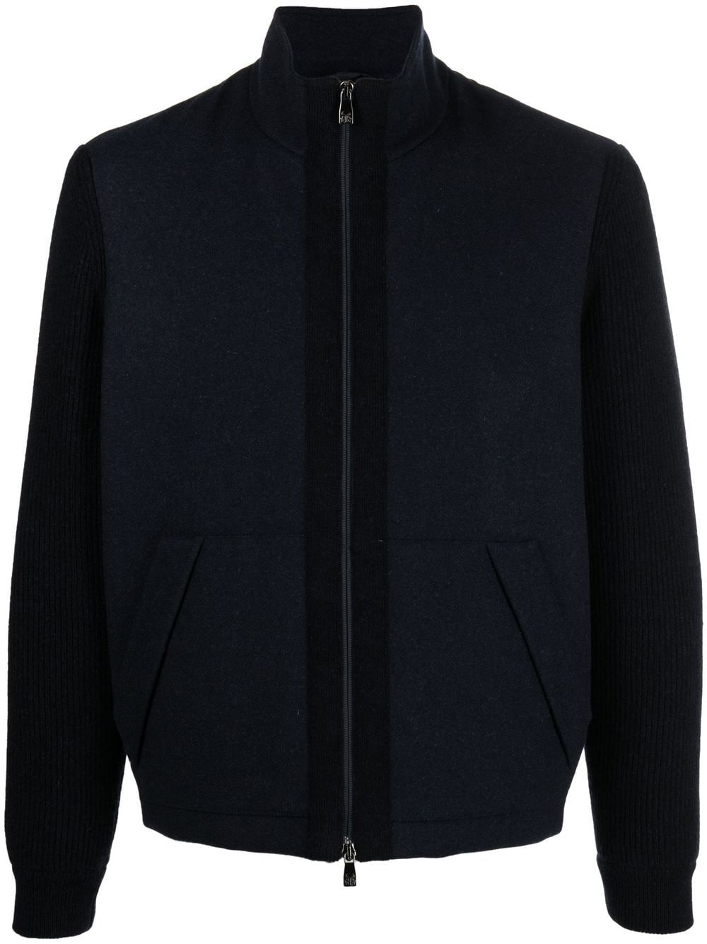 Corneliani knitted-sleeve zipped jacket - Blue von Corneliani