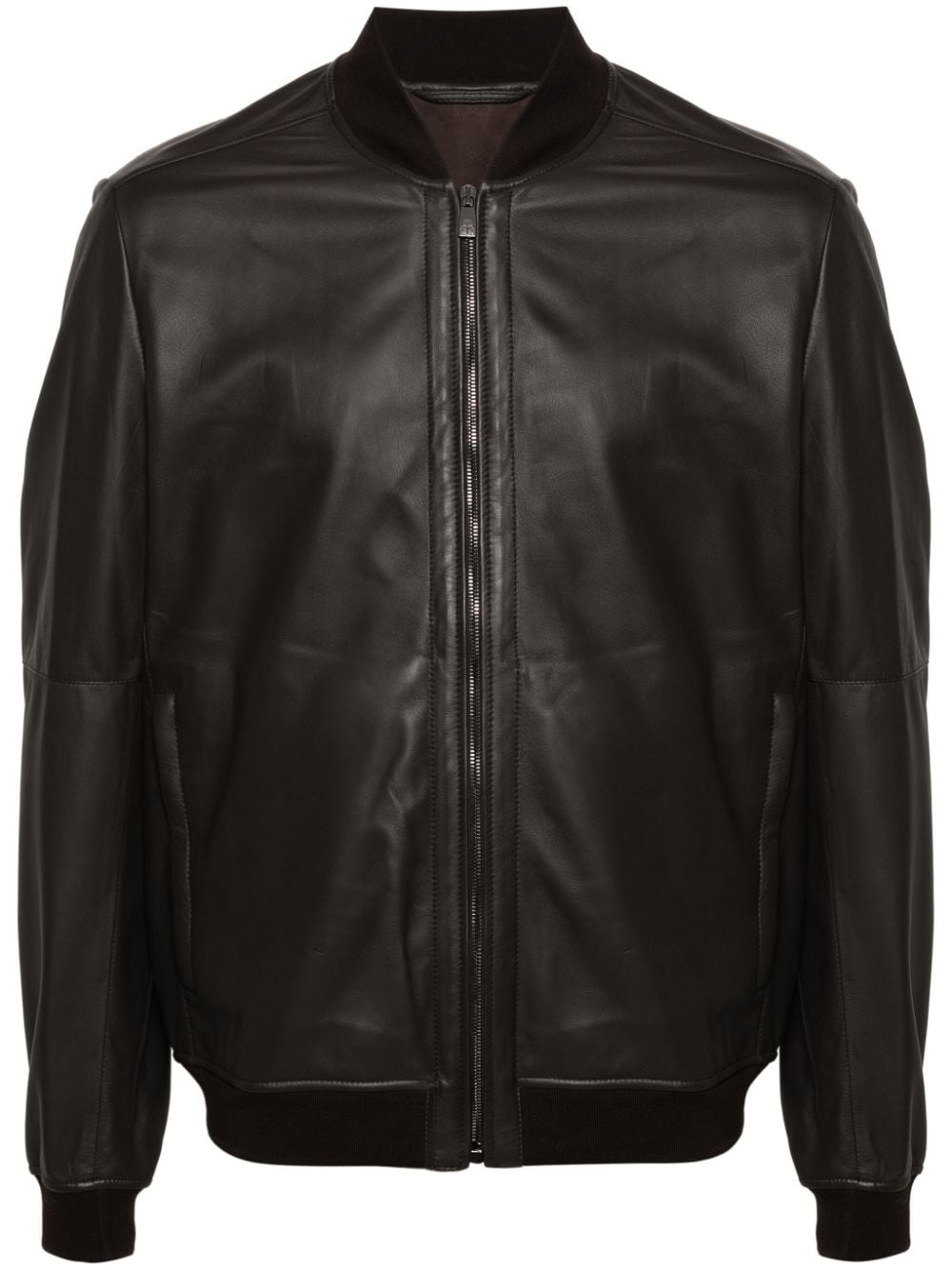 Corneliani leather bomber jacket - Brown von Corneliani