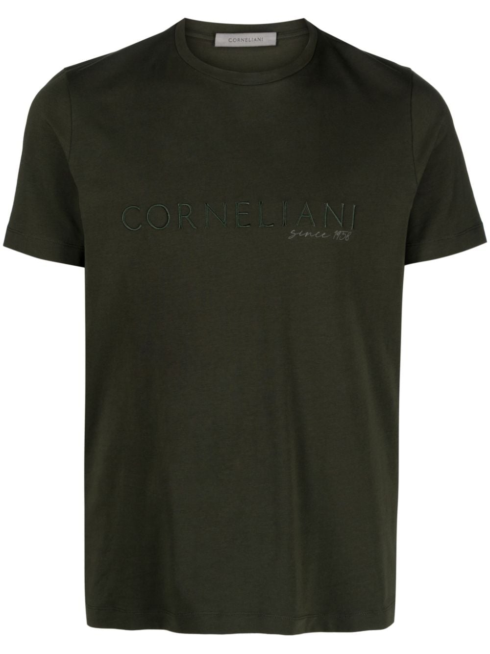 Corneliani logo-embroidered cotton T-shirt - Green von Corneliani