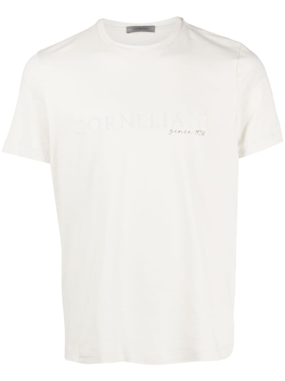 Corneliani logo-embroidered crew-neck T-shirt - Neutrals von Corneliani
