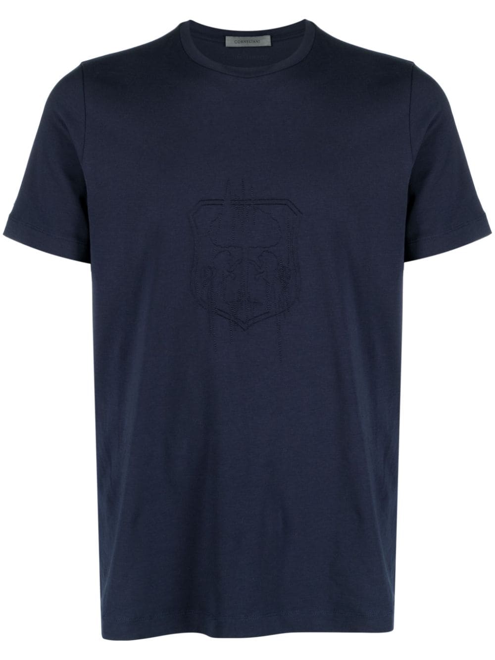 Corneliani logo-embroidered stretch-cotton T-shirt - Blue von Corneliani