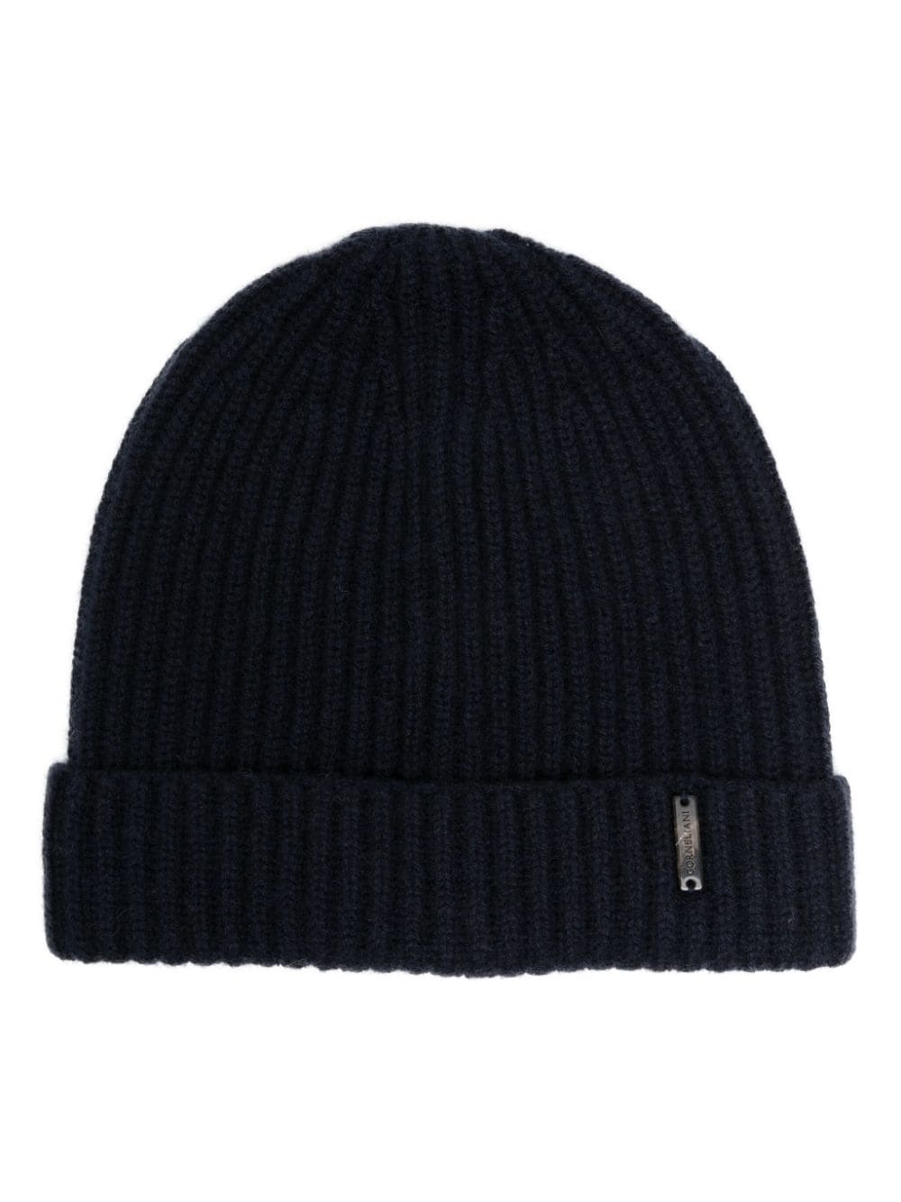 Corneliani logo-plaque cashmere beanie - Blue von Corneliani