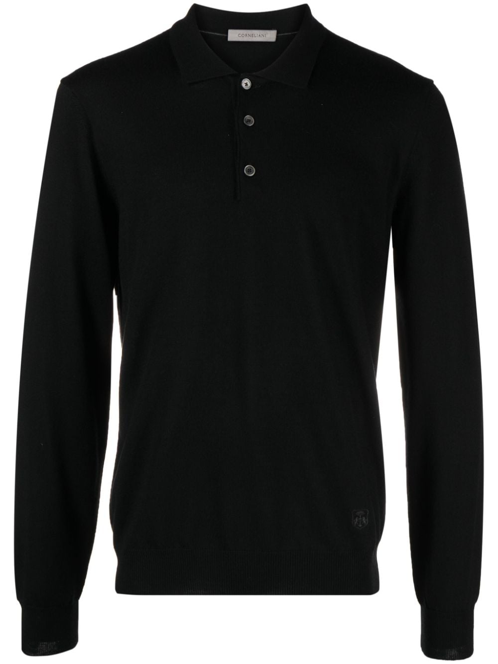 Corneliani long-sleeve wool polo shirt - Black von Corneliani