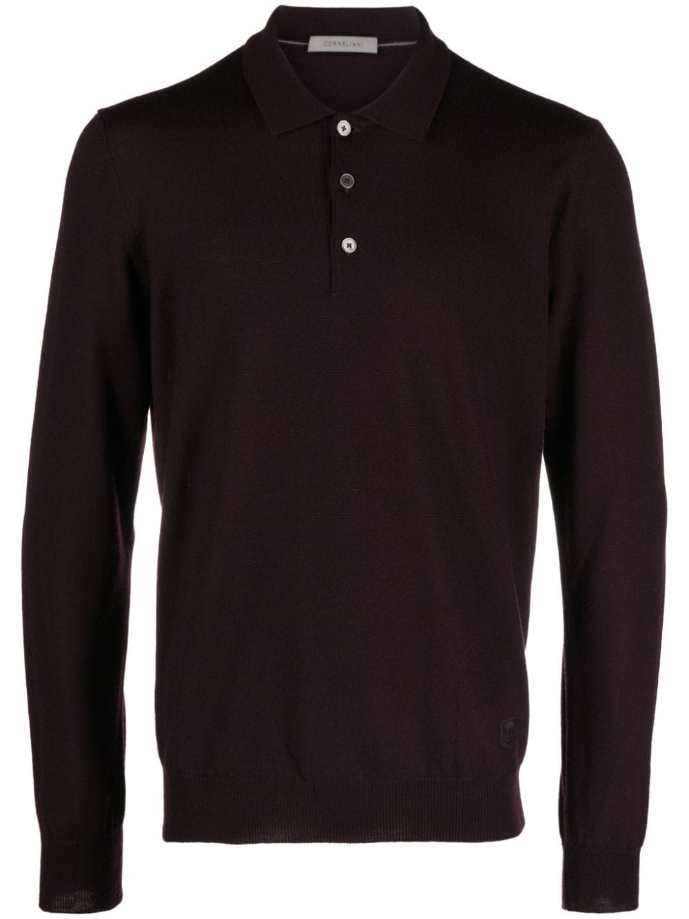 Corneliani long-sleeve wool polo shirt - Purple von Corneliani