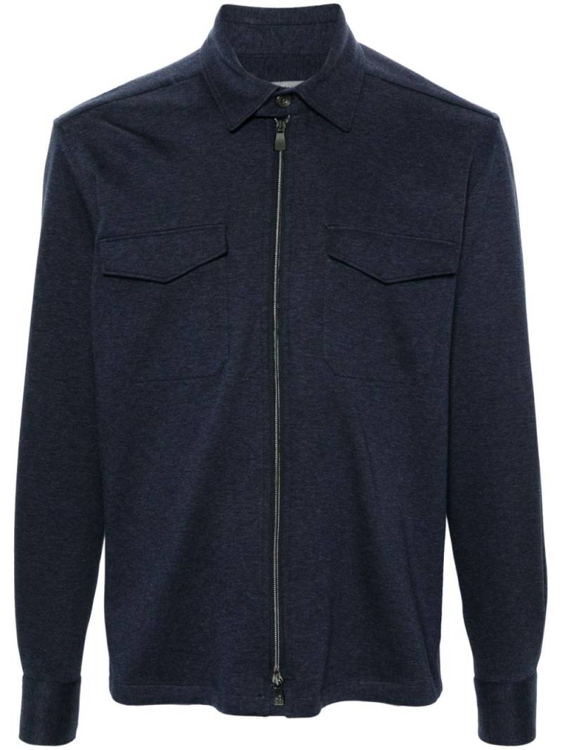 Corneliani mélange zip-up shirt jacket - Blue von Corneliani