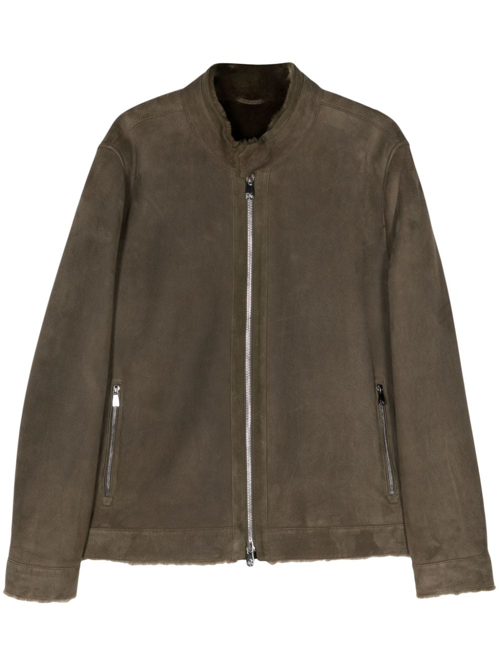 Corneliani mock-neck suede jacket - Green von Corneliani