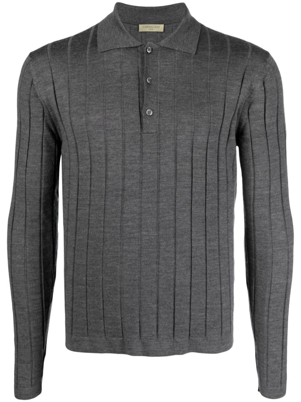 Corneliani ribbed virgin wool polo shirt - Grey von Corneliani