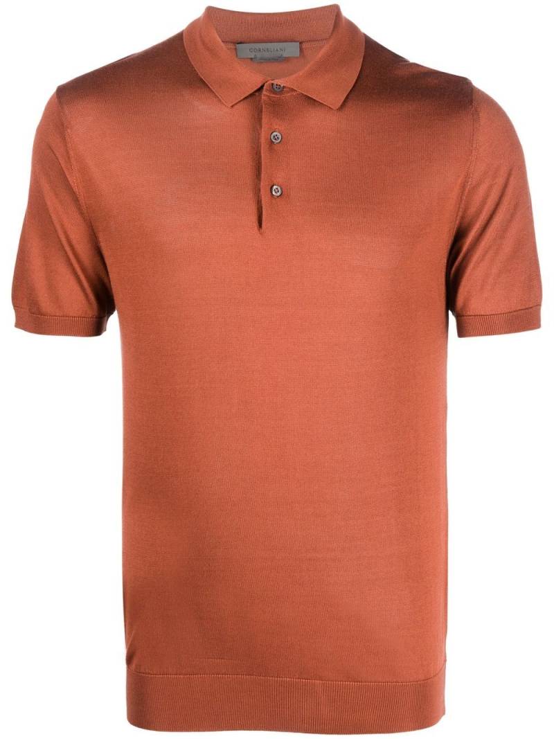 Corneliani short-sleeve silk polo shirt - Brown von Corneliani
