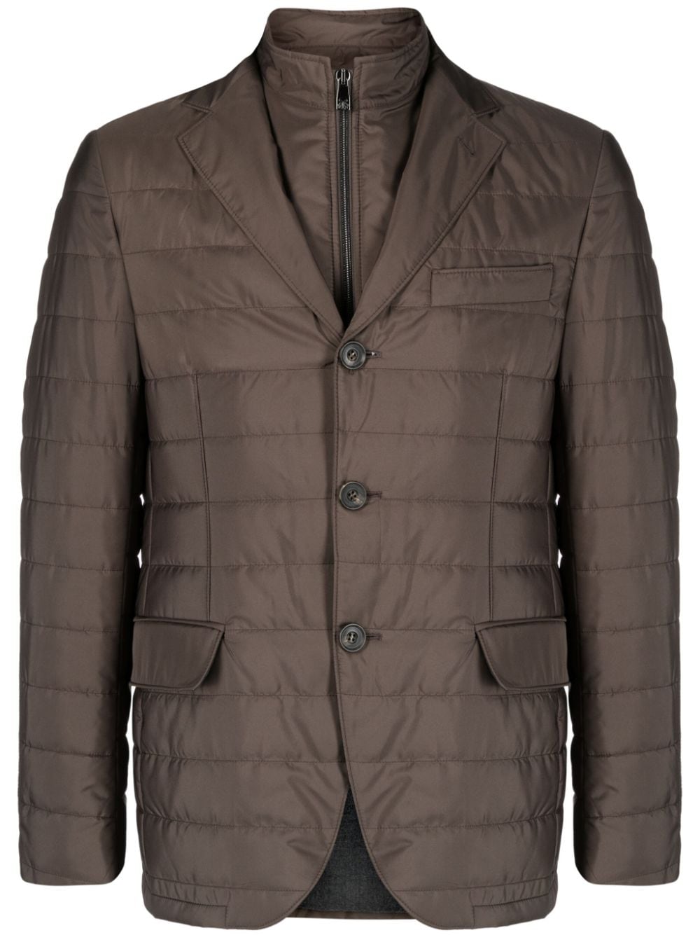 Corneliani single-breasted layered padded blazer - Brown von Corneliani