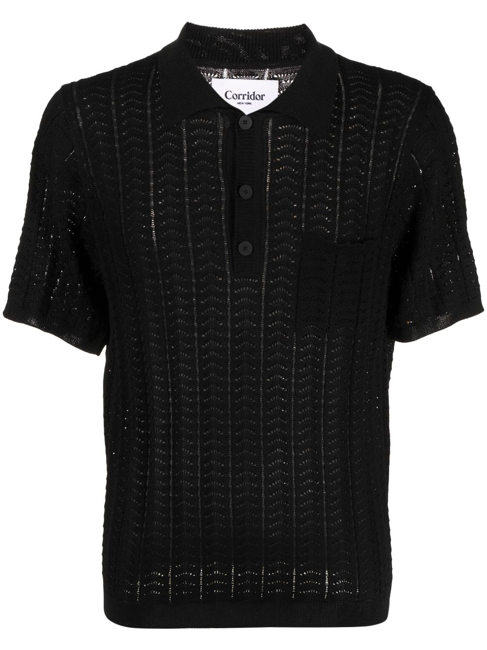 Corridor openwork-knit polo shirt - Black von Corridor