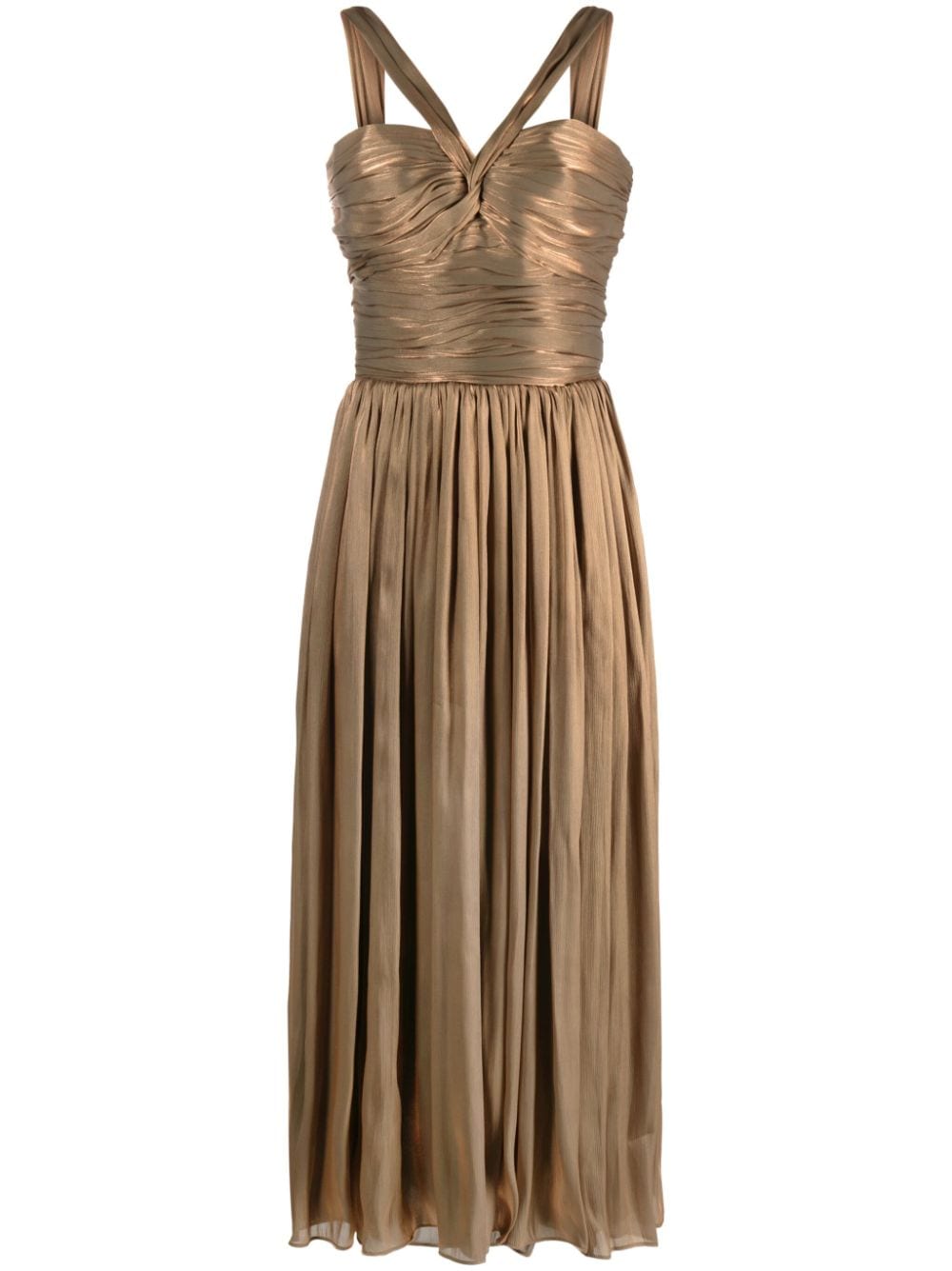 Costarellos Cavana pleated crepe midi dress - Gold von Costarellos