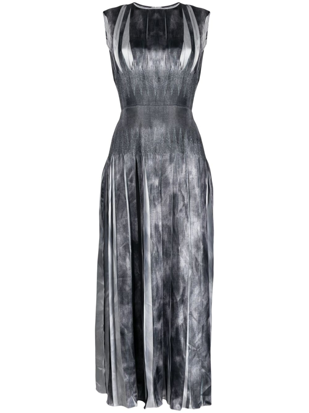 Costarellos box-pleated sleeveless maxi dress - Silver von Costarellos