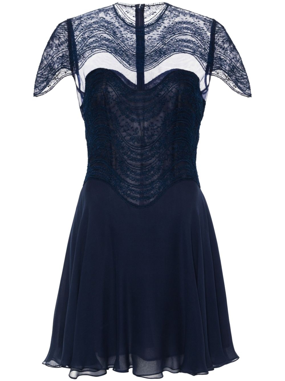 Costarellos floral-lace silk mini dress - Blue von Costarellos