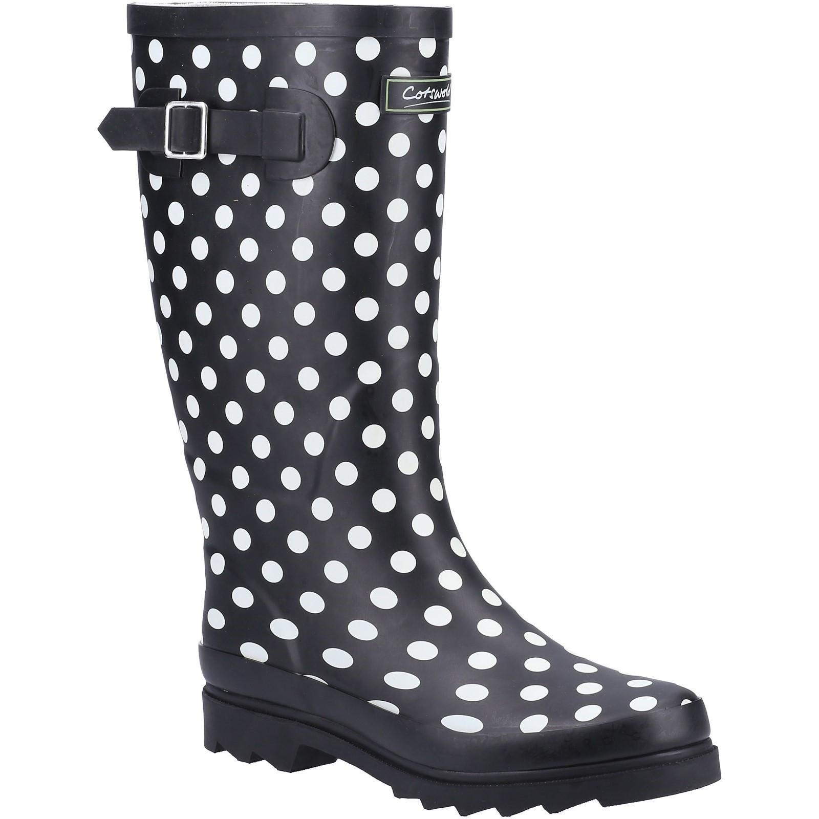 Gummistiefel, Punktemuster Damen Schwarz 37 von Cotswold