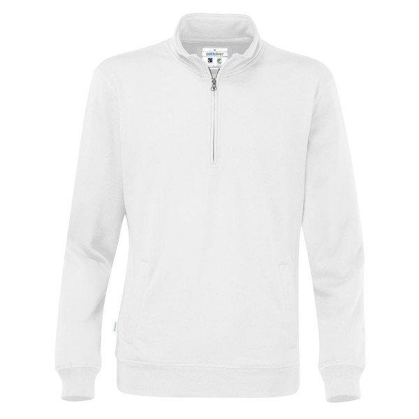 Sweatshirt Mit Halbem Reißverschluss Herren Weiss L von Cottover