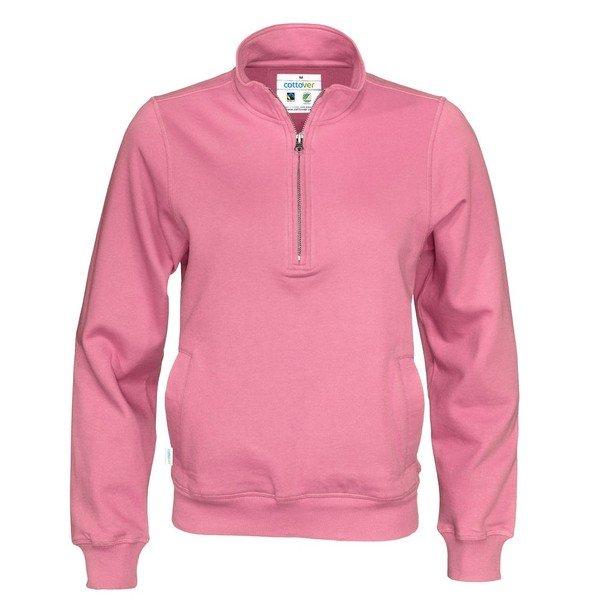 Sweatshirt Mit Halbem Reißverschluss Herren Pink L von Cottover