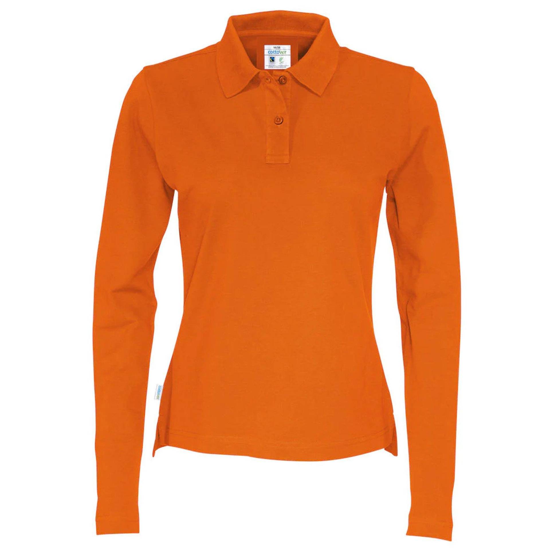 Poloshirt Langärmlig Damen Orange M von Cottover