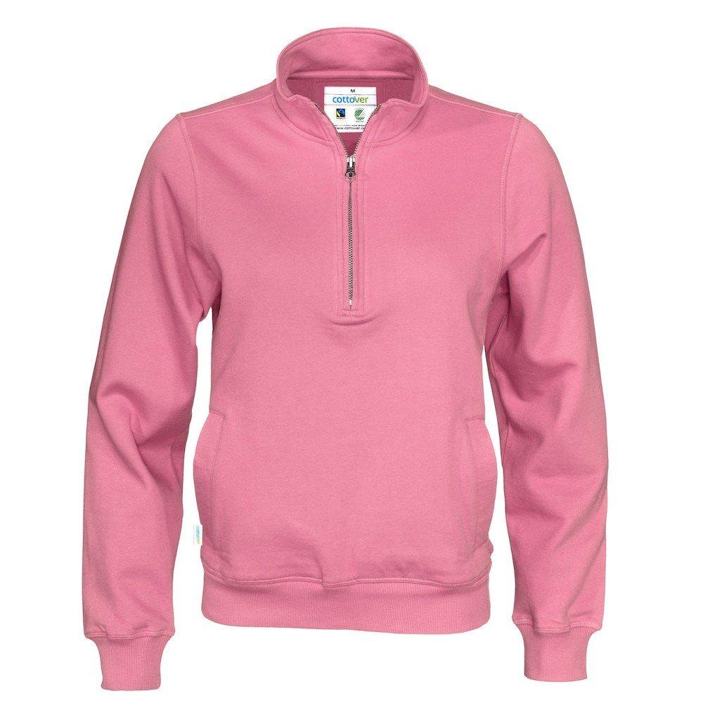 Sweatshirt Mit Halbem Reißverschluss Herren Pink S von Cottover