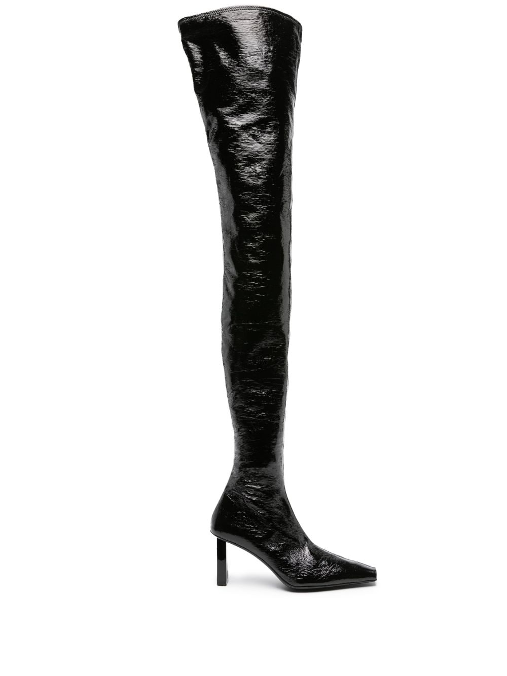 Courrèges 85mm high-shine thigh-length boots - Black von Courrèges
