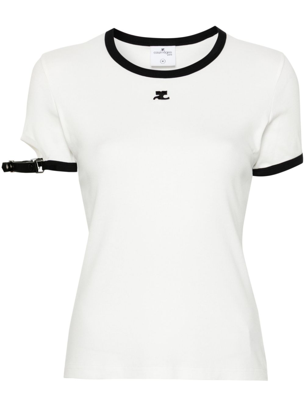 Courrèges Buckle logo-patch T-shirt - White von Courrèges