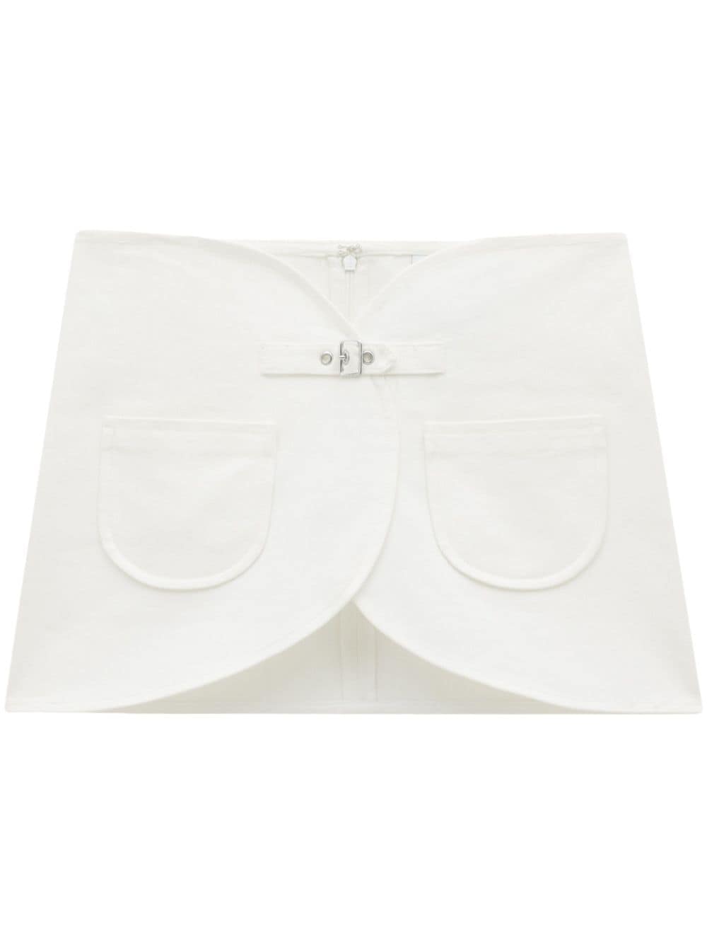 Courrèges Ellipse buckle-strap denim miniskirt - White von Courrèges